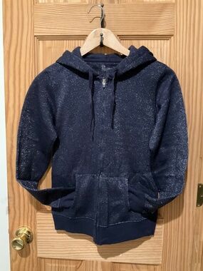 Gap Hoodie / hooded sweatshirt with zip blue with silver sparkles size XS